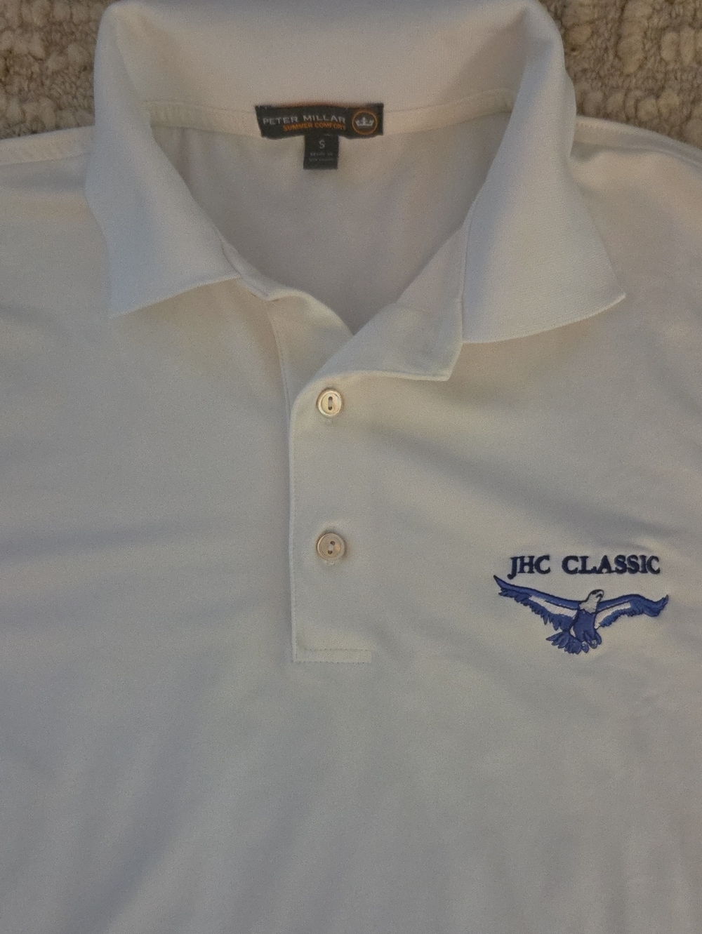 NWOT Peter Millar Summer Comfort Golf Polo Shirt White S JHC Classic